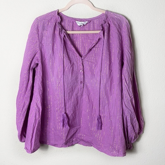 Emerson Fry India Collection Bardot Top - Pink Lurex with Gold Details size S - Picture 5 of 13